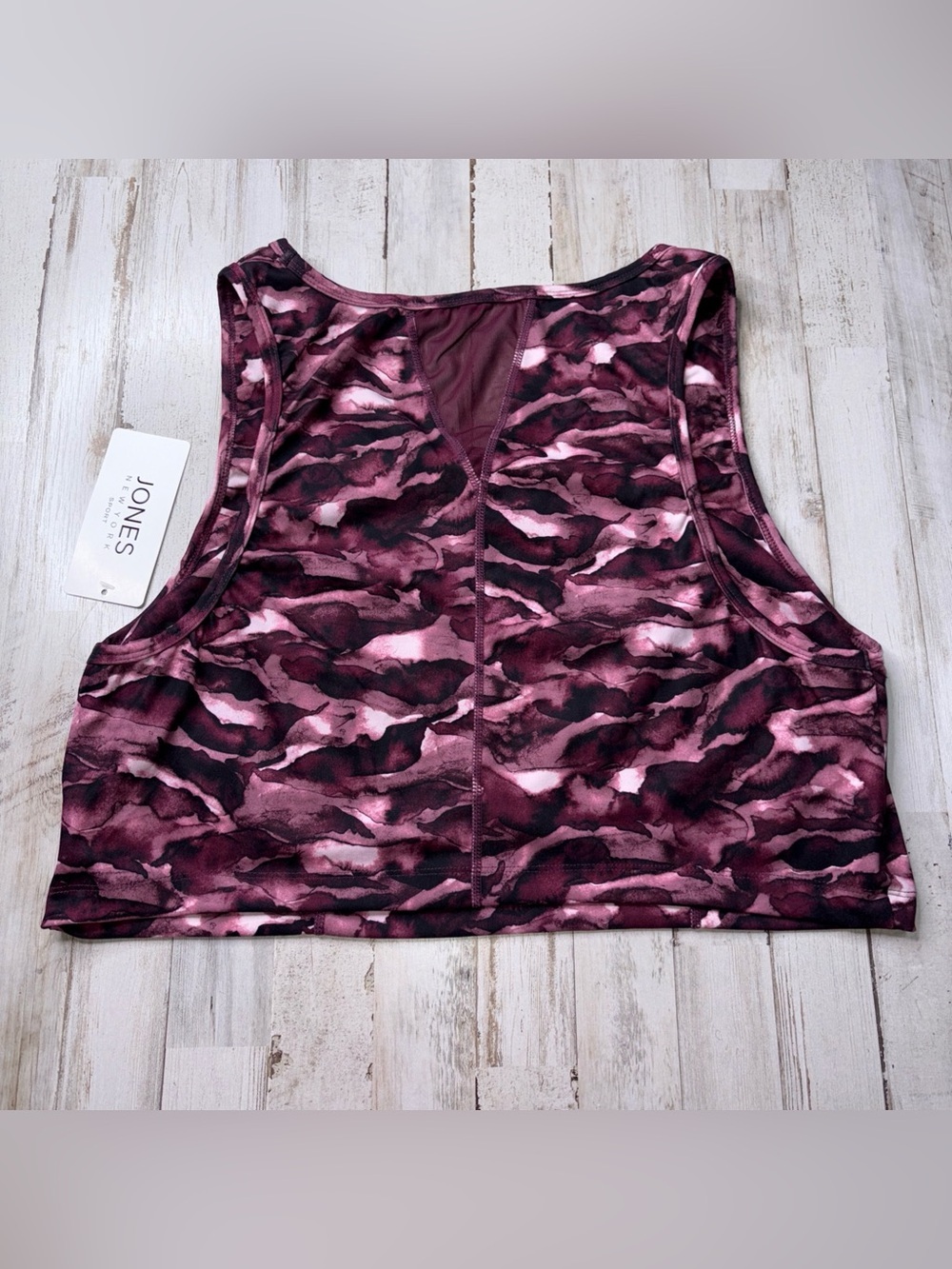 JONES NEW YORK 3X Sport Maroon Camo Print Crop Shelf Bra Activewear NWT - Picture 8 of 13
